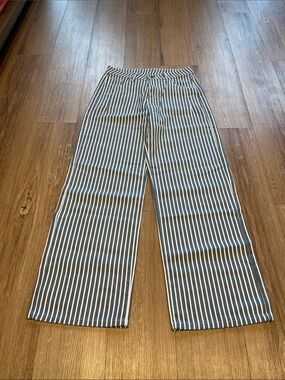 SHEIN Blue and White Vertical Stripe Wide Leg Pants